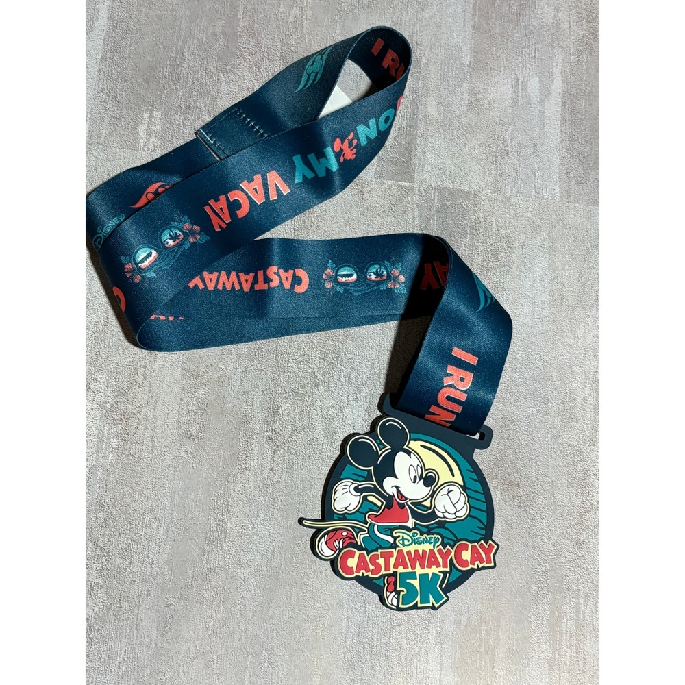 Disney Unisex Castaway Cay 5K Medal 2025 Blue Mickey Mouse Running Souvenir OS